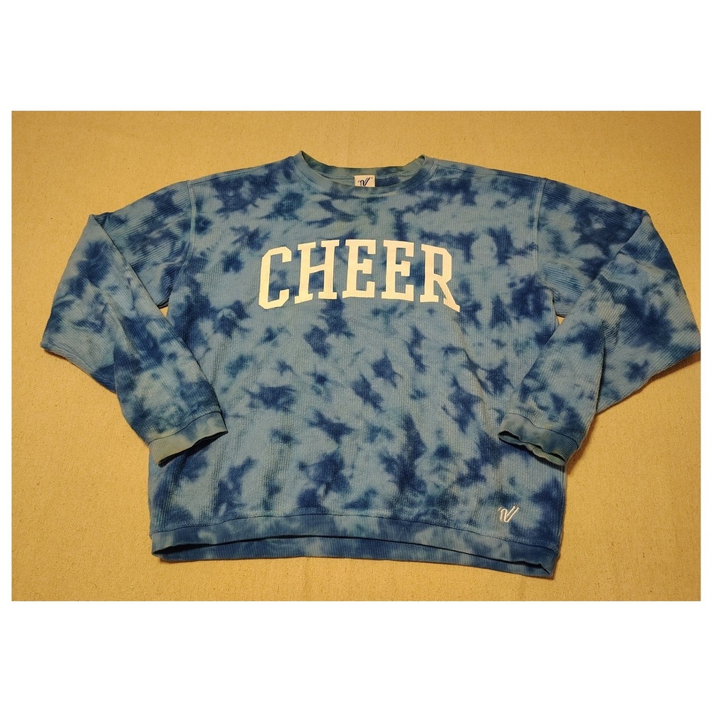 Varsity Spirit Womens Blue Tie Dye Corded Cheer Sweatshirt Size S